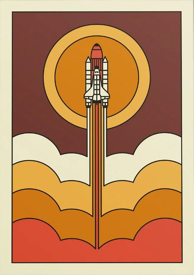 Retro Abstract Space Shuttle Sputnik Minimalist Posters and Prints Canvas Printing Wall Art Picture for Living Room Home Decor