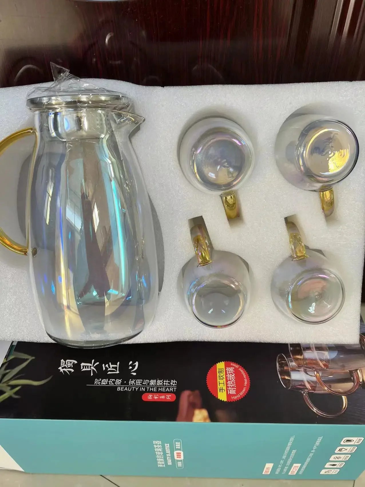 Home Colorful Cold Water Bottle Large Capacity High Borosilicate Glass Tea Set Cooler Teacups Water Cup Mugs