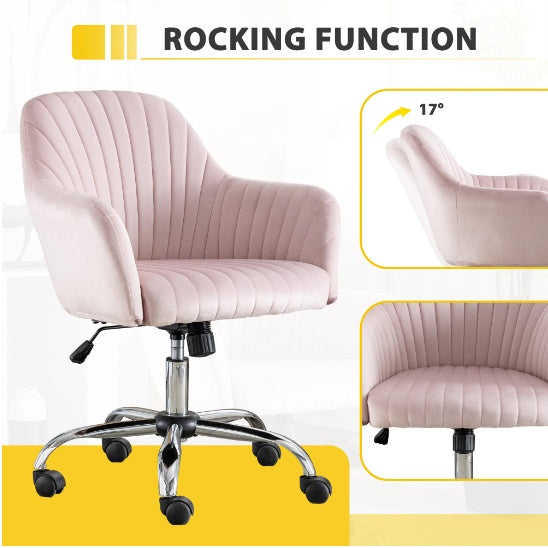 Accent Chair Modern Home Office Leisure Chair With Adjustable Velvet Height And Adjustable Casters
