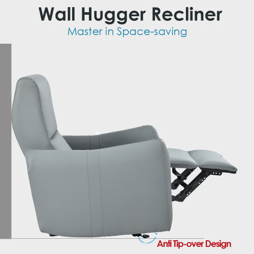Wall-mounted Recliner, PU Leather Small Space Recliner With USB Port