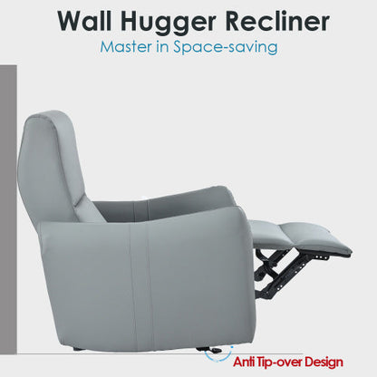 Wall-mounted Recliner, PU Leather Small Space Recliner With USB Port