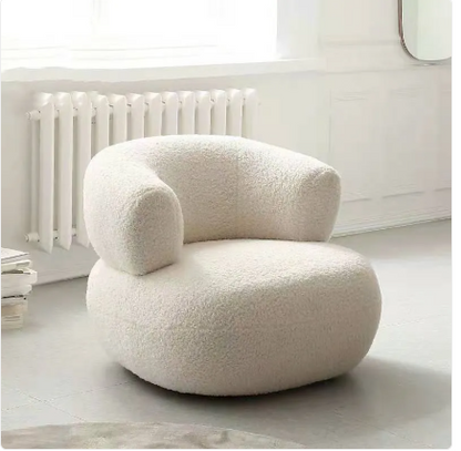 Minimalist Creative Casual White Lambswool Lazy Small Apartment Single Sofa Chair