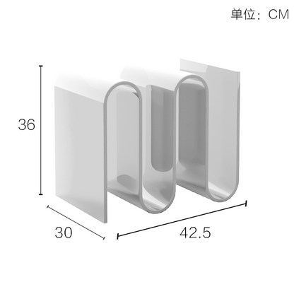 Transparent Minimalist Side Table with Magazine Rack