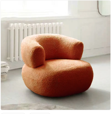 Minimalist Creative Casual White Lambswool Lazy Small Apartment Single Sofa Chair