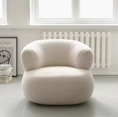 Minimalist Creative Casual White Lambswool Lazy Small Apartment Single Sofa Chair