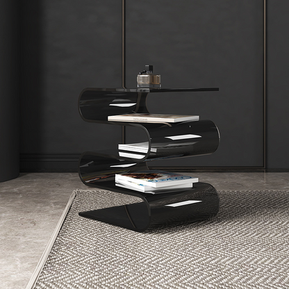Transparent Minimalist Side Table with Magazine Rack