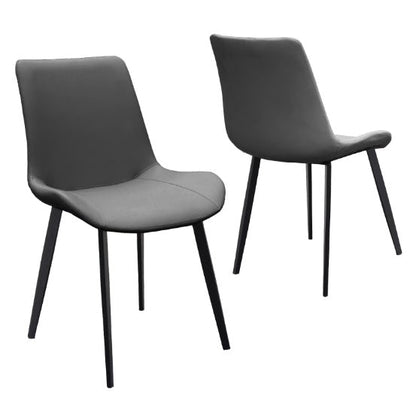 Grey PU Leather Dining Chair With Metal Legs, Modern Upholstered Chair Set Of 2 For Kitchen, Restaurant