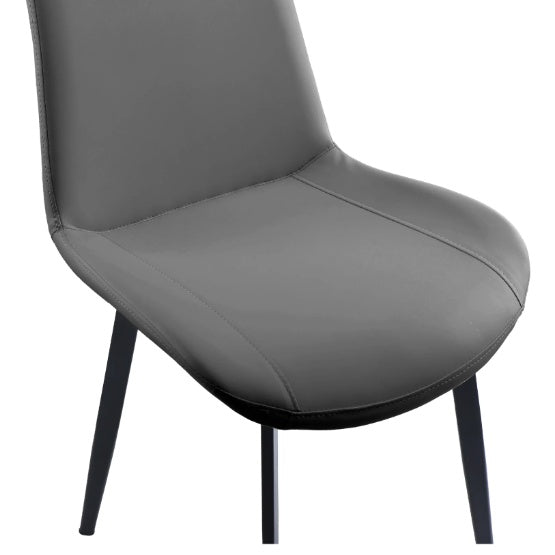 Grey PU Leather Dining Chair With Metal Legs, Modern Upholstered Chair Set Of 2 For Kitchen, Restaurant