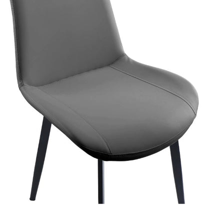 Grey PU Leather Dining Chair With Metal Legs, Modern Upholstered Chair Set Of 2 For Kitchen, Restaurant