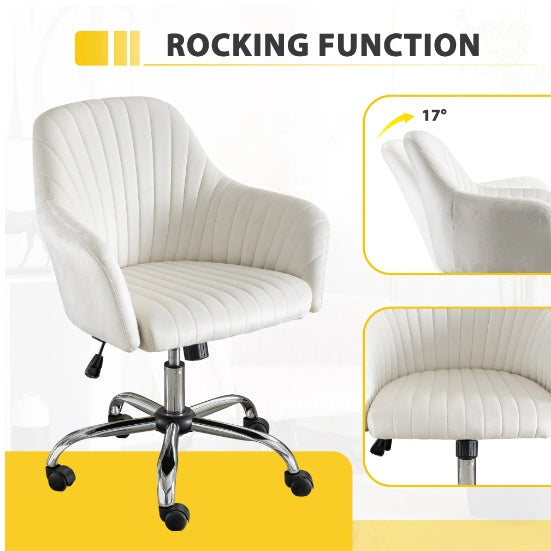 Accent Chair Modern Home Office Leisure Chair With Adjustable Velvet Height And Adjustable Casters