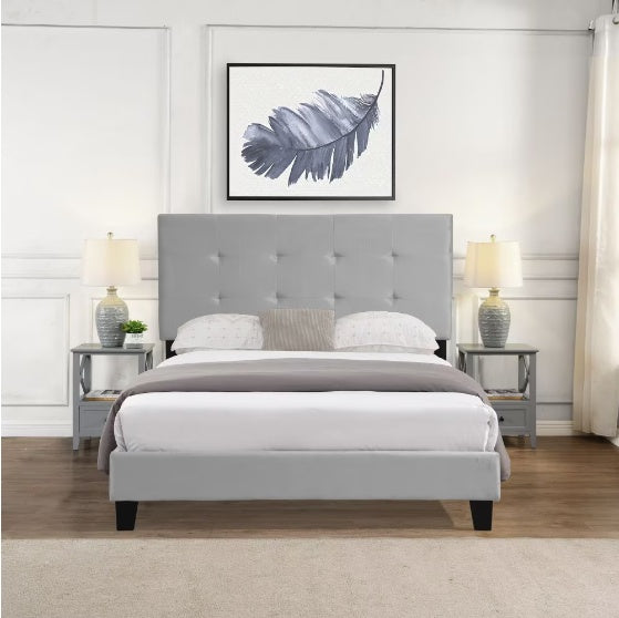 Queen-sized Upholstered Platform Bed Frame