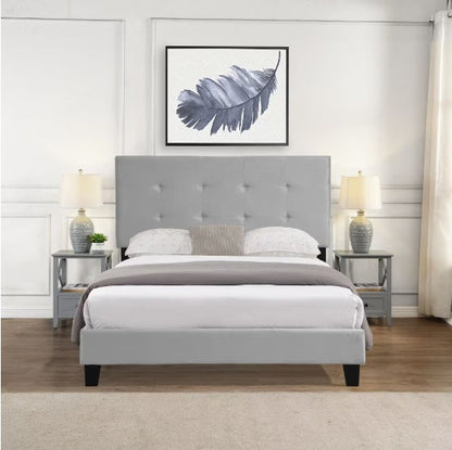 Queen-sized Upholstered Platform Bed Frame