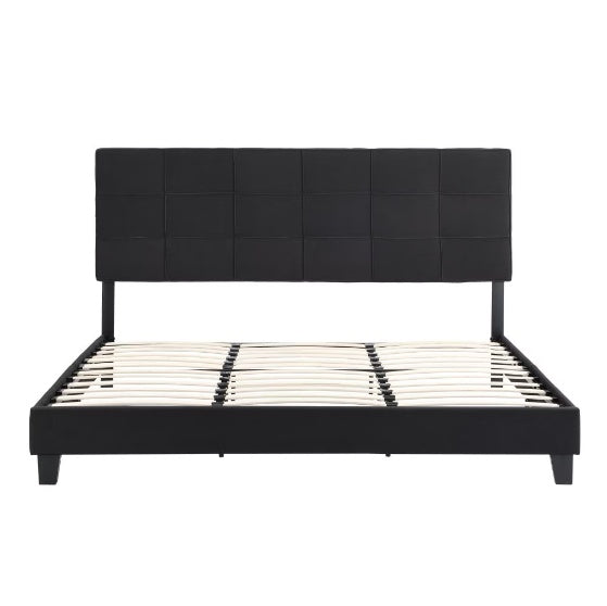 Upholstered Platform Bed Frame With Linen Headboard