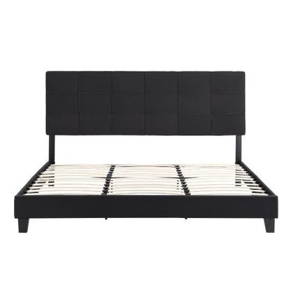 Upholstered Platform Bed Frame With Linen Headboard