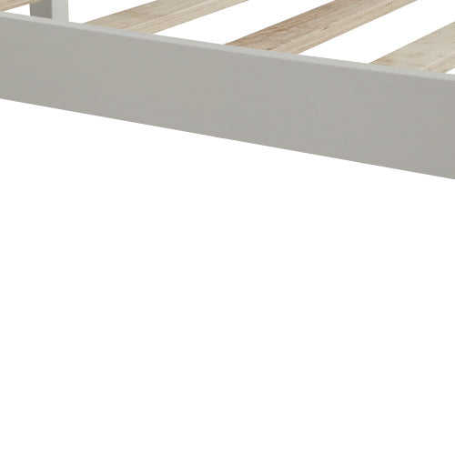 Platform Bed Frame With Headboard, Wood Slat Support, No Box Spring Needed, Queen, White