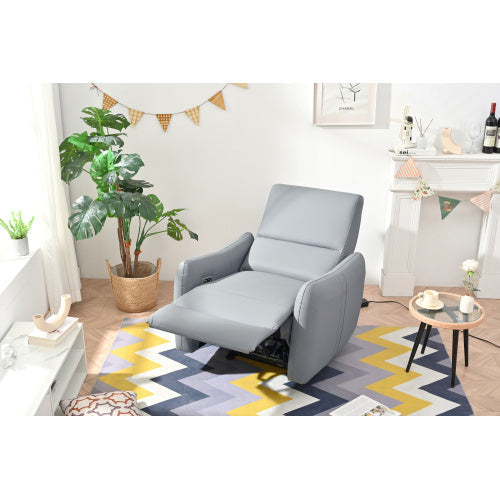Wall-mounted Recliner, PU Leather Small Space Recliner With USB Port
