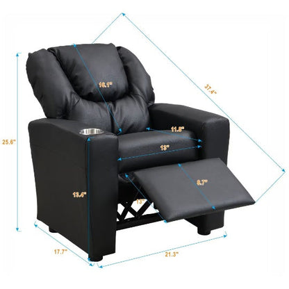 Kids Recliner Chair Black PVC