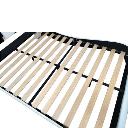 Faux Leather Upholstered Platform Bed Frame With LED Lighting, Bluetooth Connection To Play Music Control, Backrest Vibrating Massage Table Frame