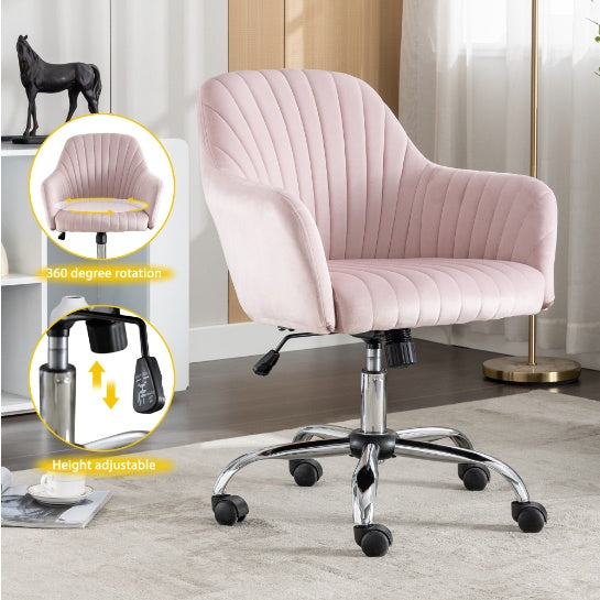 Accent Chair Modern Home Office Leisure Chair With Adjustable Velvet Height And Adjustable Casters