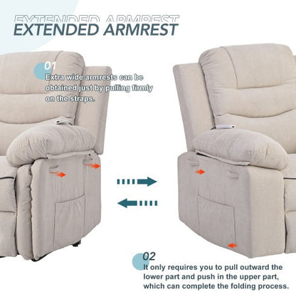 Massage Recliner,Power Lift Chair For Elderly With Adjustable Massage And Heating Function,Recliner Chair With Infinite Position And Side Pocket For Living Room ,Blue