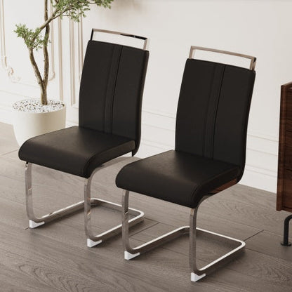 Modern Dining Chairs,PU Faux Leather High Back Upholstered Side Chair With C-shaped Tube Plating Metal Legs For Dining Room Kitchen Vanity Patio Club Guest Office Chair Set Of 4