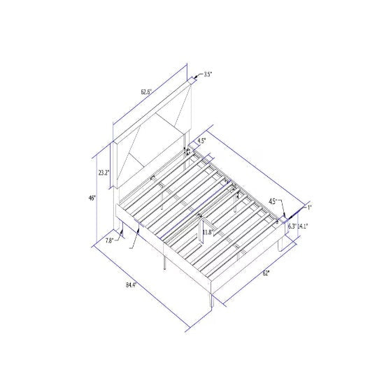 Queen-size Upholstered Platform Bed Frame With Headboard