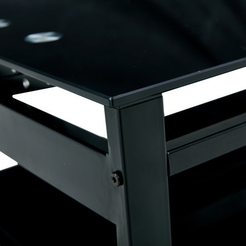 Glass Lift Top Coffee Table, Modern Simple 2-Layer Tempered Glass Coffee Table For Living Room, Black