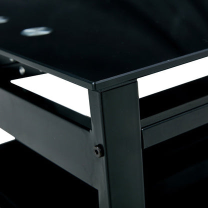 Glass Lift Top Coffee Table, Modern Simple 2-Layer Tempered Glass Coffee Table For Living Room, Black