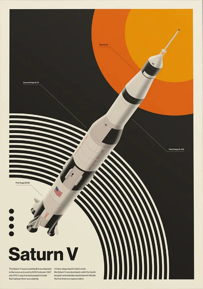 Retro Abstract Space Shuttle Sputnik Minimalist Posters and Prints Canvas Printing Wall Art Picture for Living Room Home Decor