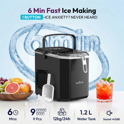 Loefme Ice Maker Cubes Machine Small Automatic Cleaning Bullet Shaped Ice Makers Fast Ice Making For Households Caffee Camping