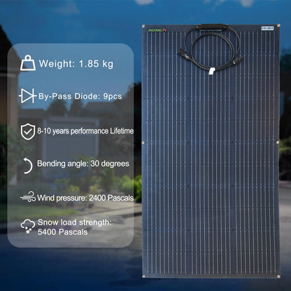ETFE 240W (120W 2PCS) solar panel is bendable and suitable for outdoor emergency power generation in households and vehicles