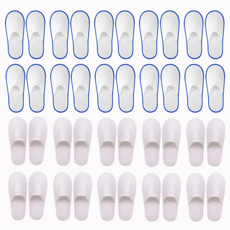 20-120Pairs Disposable Slippers for Guests Non-Slip Hotel Spa Slippers Unisex Brushed Plush Slides for Travel Households Shoes