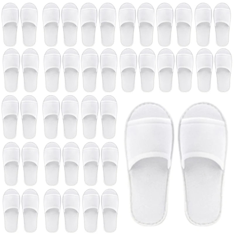 20-120Pairs Disposable Slippers for Guests Non-Slip Hotel Spa Slippers Unisex Brushed Plush Slides for Travel Households Shoes