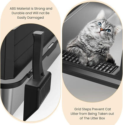 XXXL Stainless Steel Litter Box,Extra Large 28" L x 20" W Metal Litter Box for Big Cats & Multiple Cats with High Sided