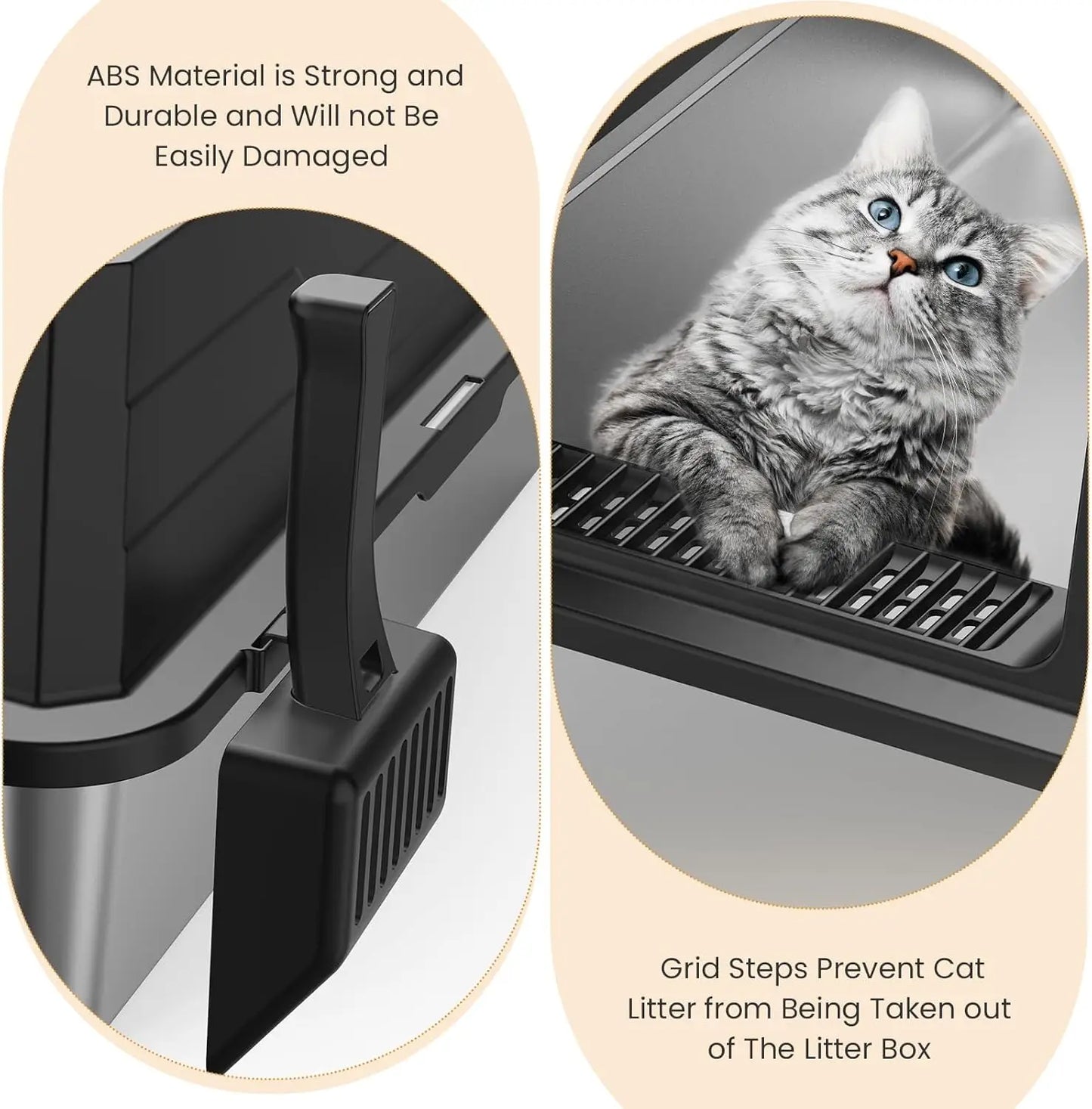 XXXL Stainless Steel Litter Box,Extra Large 28" L x 20" W Metal Litter Box for Big Cats & Multiple Cats with High Sided