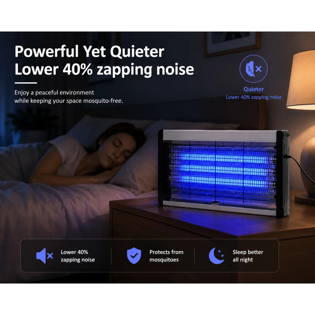 JOYINLED Mosquito Killer Lamp with 3 Tubes Fly Repellent Insect Trap Bug Zapper Powerful LED Shock Pest Control for Home Indoor