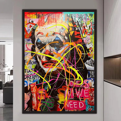 Large Wall Art Street Graffiti Joker Posters Canvas Pop Art Inspiring Quote Love All We Need Pictures for Living Room Home Decor
