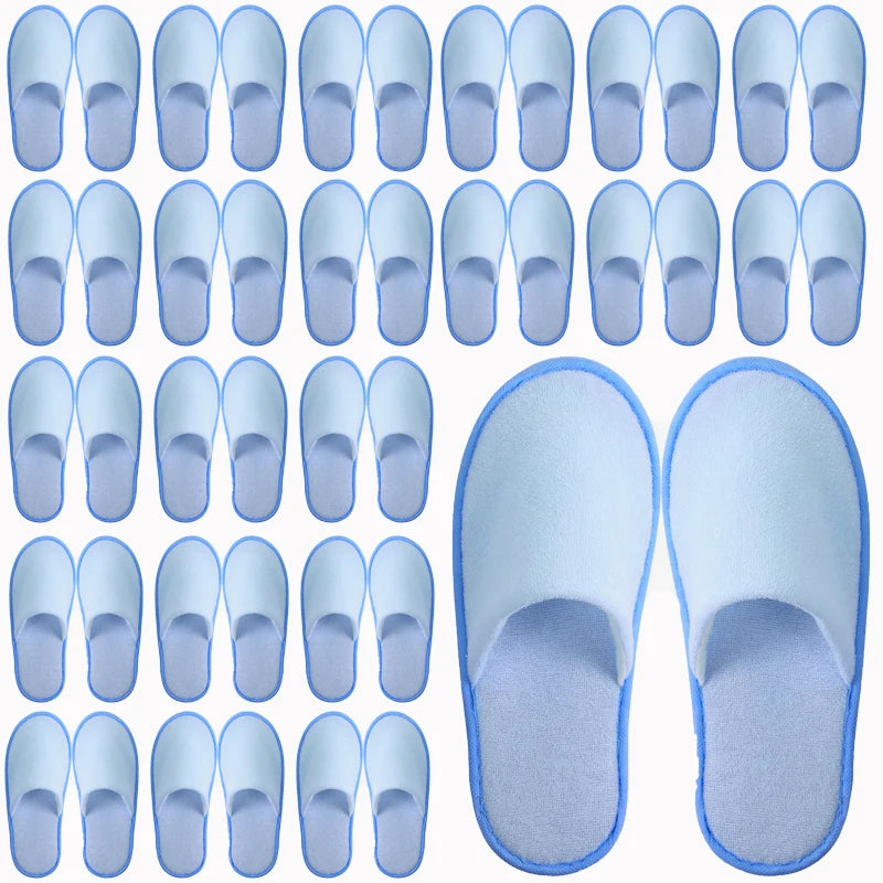 20-120Pairs Disposable Slippers for Guests Non-Slip Hotel Spa Slippers Unisex Brushed Plush Slides for Travel Households Shoes