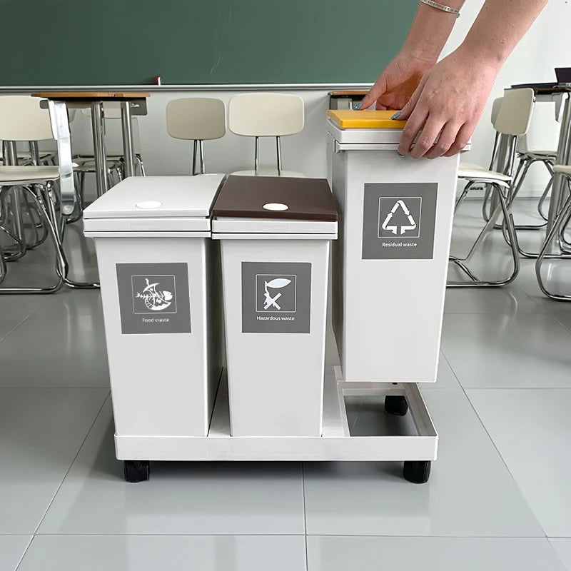 1 set of pulley type classification garbage bin, 20L/36L/40L/60L,kitchen garbage dry and wet separation,suitable for households