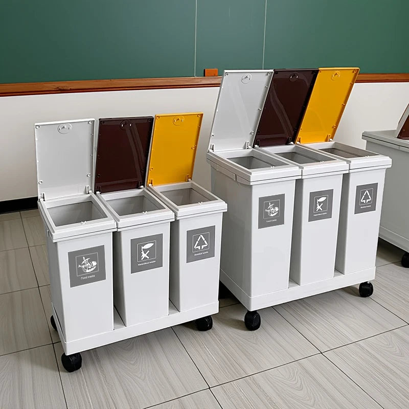 1 set of pulley type classification garbage bin, 20L/36L/40L/60L,kitchen garbage dry and wet separation,suitable for households