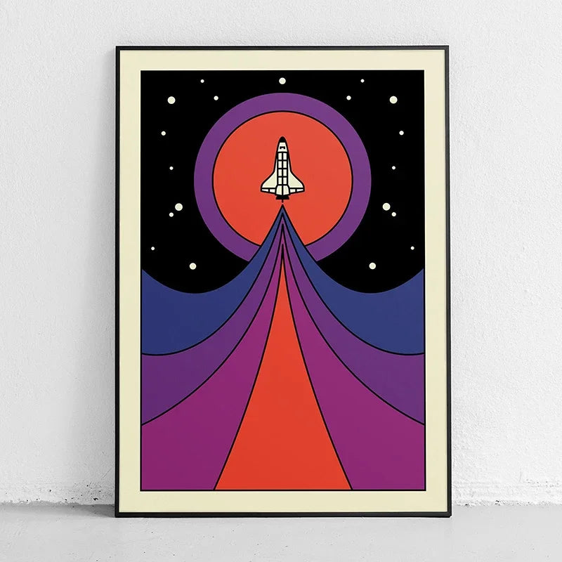 Retro Abstract Space Shuttle Sputnik Minimalist Posters and Prints Canvas Printing Wall Art Picture for Living Room Home Decor