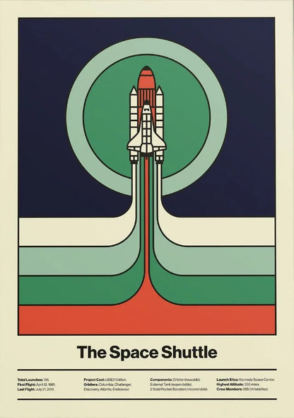 Retro Abstract Space Shuttle Sputnik Minimalist Posters and Prints Canvas Printing Wall Art Picture for Living Room Home Decor