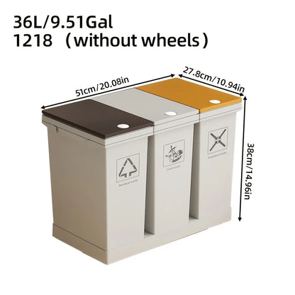 1 set of pulley type classification garbage bin, 20L/36L/40L/60L,kitchen garbage dry and wet separation,suitable for households