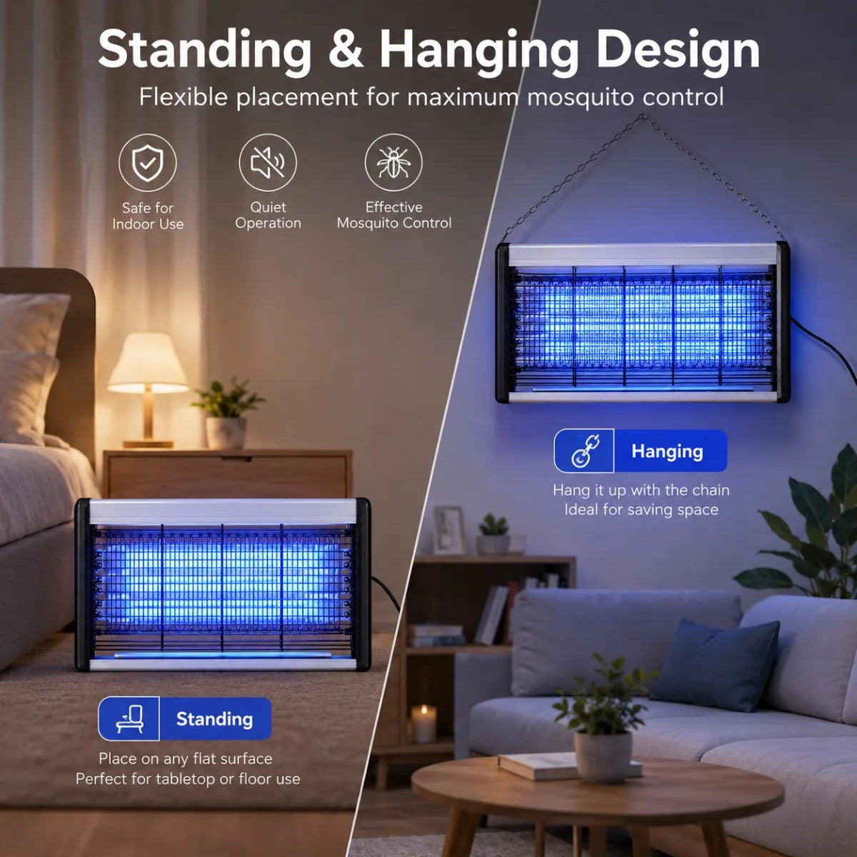 JOYINLED Mosquito Killer Lamp with 3 Tubes Fly Repellent Insect Trap Bug Zapper Powerful LED Shock Pest Control for Home Indoor