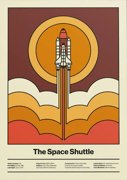 Retro Abstract Space Shuttle Sputnik Minimalist Posters and Prints Canvas Printing Wall Art Picture for Living Room Home Decor