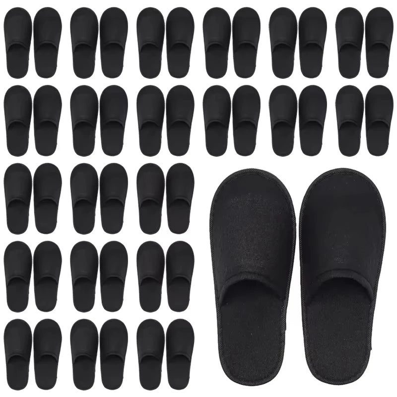 20-120Pairs Disposable Slippers for Guests Non-Slip Hotel Spa Slippers Unisex Brushed Plush Slides for Travel Households Shoes