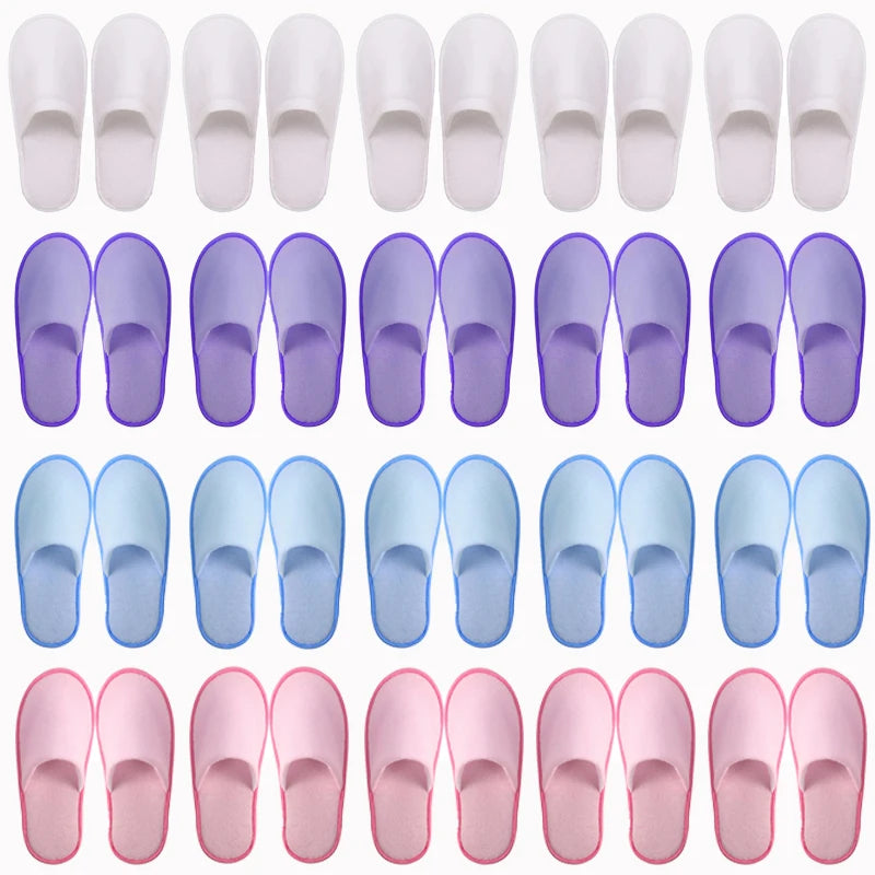20-120Pairs Disposable Slippers for Guests Non-Slip Hotel Spa Slippers Unisex Brushed Plush Slides for Travel Households Shoes