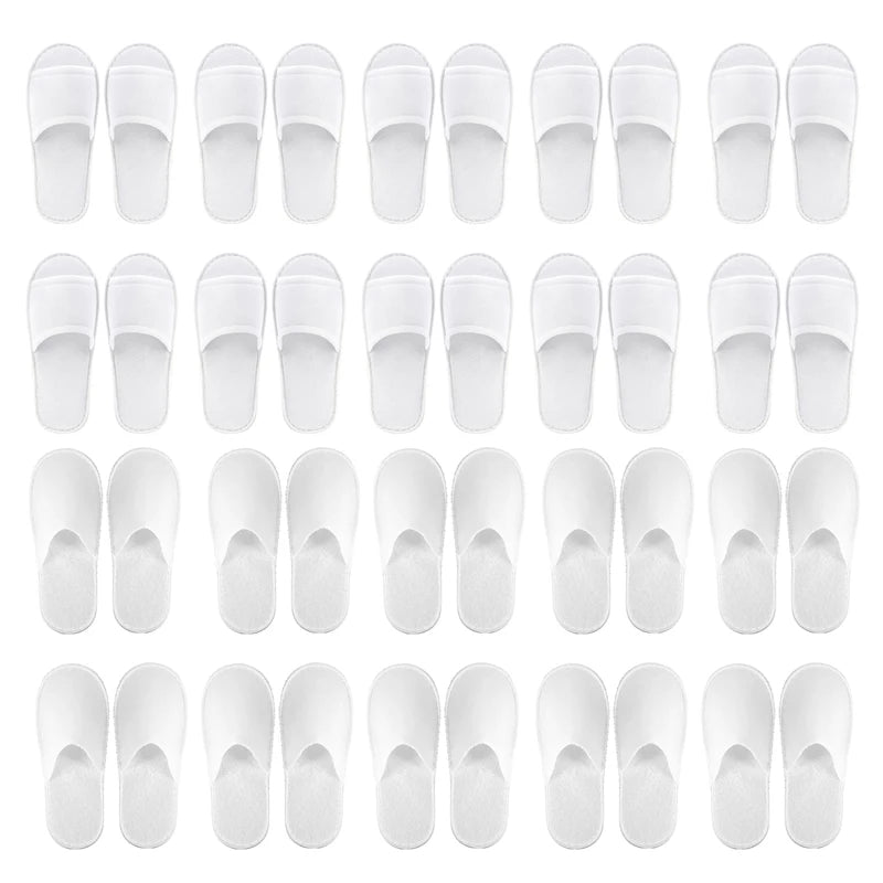 20-120Pairs Disposable Slippers for Guests Non-Slip Hotel Spa Slippers Unisex Brushed Plush Slides for Travel Households Shoes