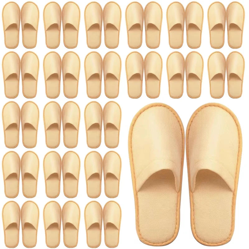 20-120Pairs Disposable Slippers for Guests Non-Slip Hotel Spa Slippers Unisex Brushed Plush Slides for Travel Households Shoes