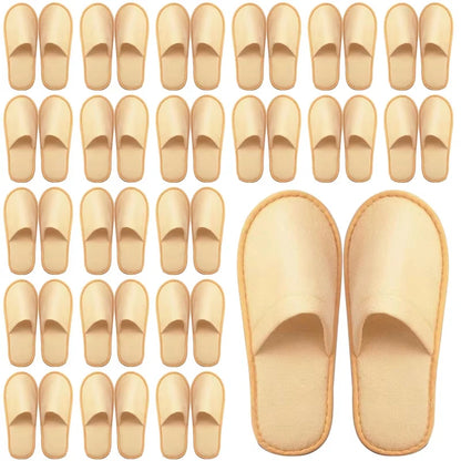 20-120Pairs Disposable Slippers for Guests Non-Slip Hotel Spa Slippers Unisex Brushed Plush Slides for Travel Households Shoes